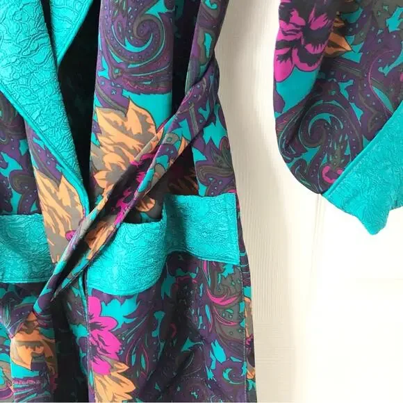 Victoria's Secret Vintage Gold Label Long Robe Tassel Tie Jacquard Trim Medium - Picture 5 of 13